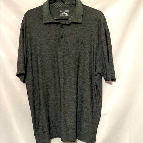 EUC UNDER ARMOUR  HEAT GEAR  MENS SIZE XL HEATHERED DARK GRAY POLO SHIRT CLEAN - Picture 1 of 11